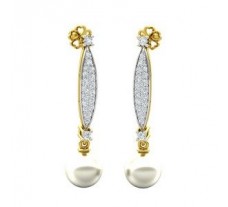 Natural Diamond Pearl Earrings 0.49 CT / 4.40 gm Gold