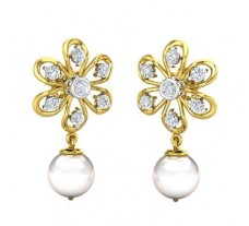 Natural \Diamond Pearl Earrings 2.45 CT / 2.93 gm Gold