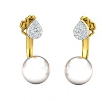 Natural Diamond Pearl Earrings 0.18 CT / 2.35 gm Gold