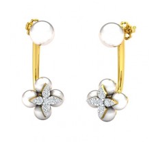 Natural Diamond Pearl Earrings 13.65 CT / 2.15 gm Gold