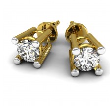 Natural Diamond Earrings 0.14 CT / 1.15 gm Gold