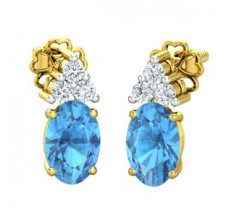 Natural Diamond & Gemstone Earring 1.32 CT / 1.97 gm Gold
