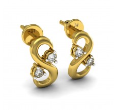 Natural Diamond Earrings 0.10 CT / 1.95 gm Gold