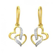 Natural Diamond Heart Earrings 0.15 CT / 2.75 gm Gold