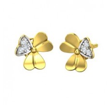 Natural Diamond Heart Earrings 0.12 CT / 1.72 gm Gold