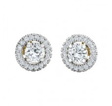 PreSet Natural Solitaire Diamond Earrings 0.85 CT / 2.20 gm Gold