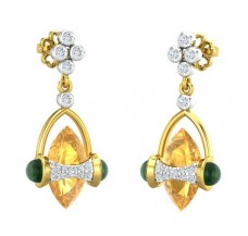 Natural Diamond & Gemstone Earrings 3.59 CT / 3.70 gm Gold