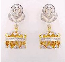 Natural Diamond Earrings 1.28 CT / 19.28 gm Gold