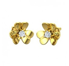 Natural Diamond Heart Earrings 0.06 CT / 2.83 gm Gold