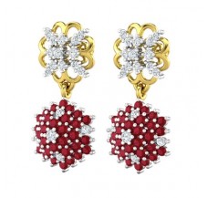 Natural Diamond & Gemstone Earrings 1.31 CT / 7.30 gm Gold