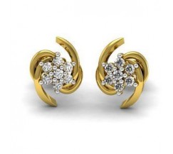 Natural Diamond Earrings 0.15 CT / 2.52 gm Gold