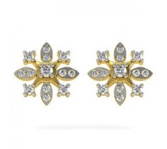 Natural Diamond Earrings 0.40 CT / 3.65 gm Gold