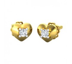Natural Diamond Heart Earrings 0.10 CT / 1.75 gm Gold