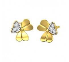 Natural Diamond Heart Earrings 0.06 CT / 2.60 gm Gold
