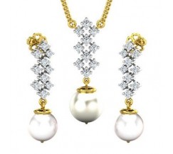 Diamond Pearl Pendant Half Set - 24.78 CT / 4.70 gm Gold