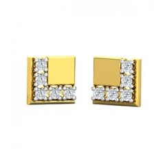 Natural Diamond Earrings 0.15 CT / 2.00 gm Gold