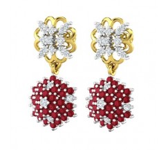 Natural Diamond & Gemstone Earrings 1.31 CT / 7.30 gm Gold