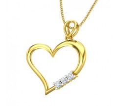 Natural Diamond Heart Pendant 0.13 CT / 1.86 gm Gold
