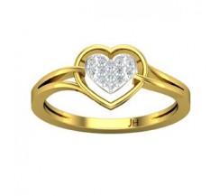 Natural Diamond Heart Ring 0.10 CT / 2.50 gm Gold