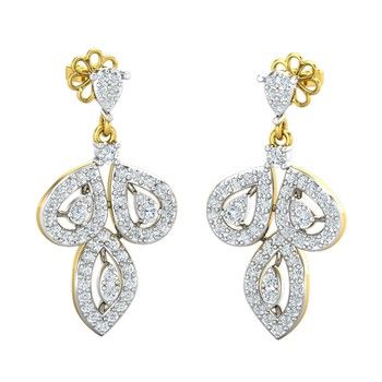 White Rose Gold Danglers  Designer Earrings for Women  Calligraphy  Dangler Earrings by Blingvine
